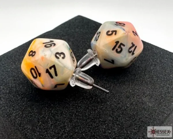 Chessex Stud Earrings Festive Circus Mini-Poly D20 Cheap