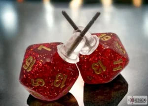 Chessex Stud Earrings Glitter Ruby Mini-Poly D20 Hot