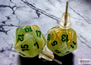 Chessex Stud Earrings Marble Green Mini-Poly D20 Sale
