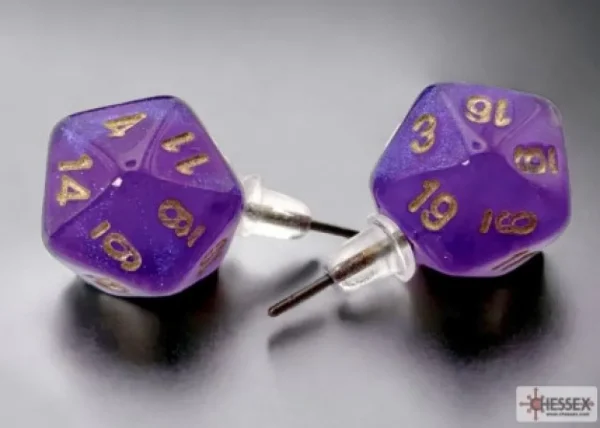 Chessex Stud Earrings Royal Purple Mini-Poly D20 Shop
