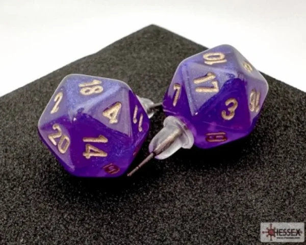 Chessex Stud Earrings Royal Purple Mini-Poly D20 Shop