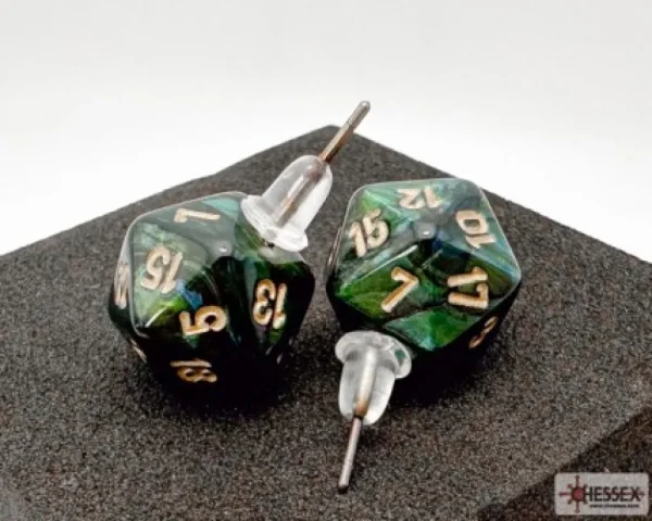 Chessex Stud Earrings Scarab Jade Mini-Poly D20 Fashion