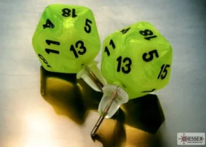 Chessex Stud Earrings Vortex Bright Green Mini-Poly D20 Clearance