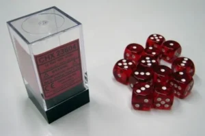 Chessex Translucent Red/White D6 16Mm Dobbelsteen Set (12 Stuks) Best Sale