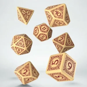 Q Workshop Viking Beige & Burgundy Dice Set (7) New
