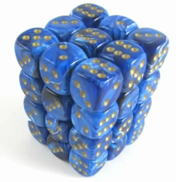 Chessex Vortex Blue/Gold D6 12Mm Dobbelsteen Set (36 Stuks) Store