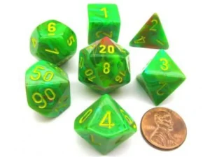 Chessex Vortex Slime/Yellow Polydice Dobbelsteen Set (7 Stuks) Best Sale