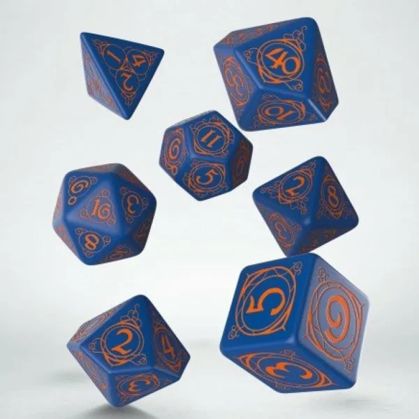 Q Workshop Wizard Dark-Blue & Orange Dice Set New